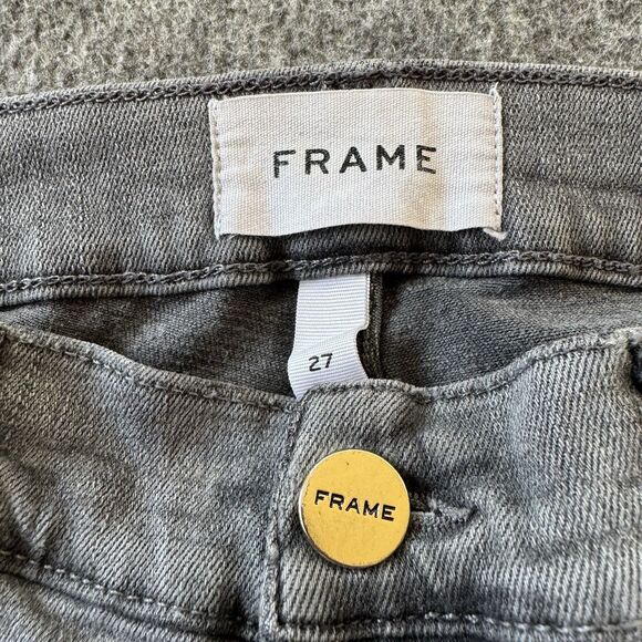 Frame Le High Straight Field Foil Tux Gray Womens Ankle Jeans Sz 27 Cotton Blend - Picture 5 of 14